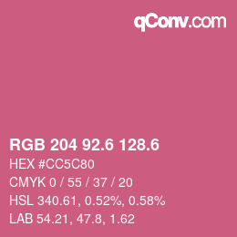 カラーコード: RGB 204 92.6 128.6 | qconv.com