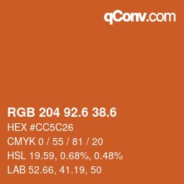 カラーコード: RGB 204 92.6 38.6 | qconv.com