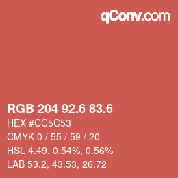 カラーコード: RGB 204 92.6 83.6 | qconv.com