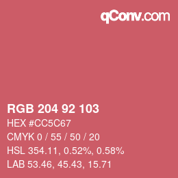 颜色代码: RGB 204 92 103 | qconv.com