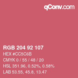 颜色代码: RGB 204 92 107 | qconv.com