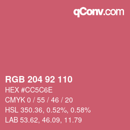 颜色代码: RGB 204 92 110 | qconv.com