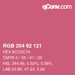 カラーコード: RGB 204 92 121 | qconv.com
