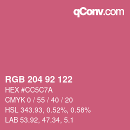 颜色代码: RGB 204 92 122 | qconv.com