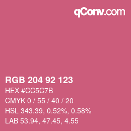 颜色代码: RGB 204 92 123 | qconv.com
