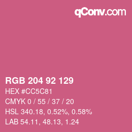 颜色代码: RGB 204 92 129 | qconv.com