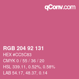 颜色代码: RGB 204 92 131 | qconv.com