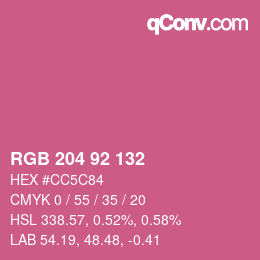 颜色代码: RGB 204 92 132 | qconv.com