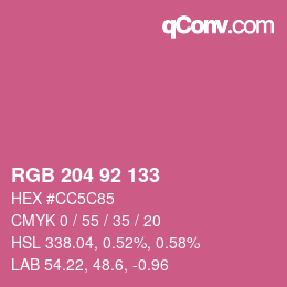 颜色代码: RGB 204 92 133 | qconv.com