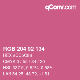 颜色代码: RGB 204 92 134 | qconv.com