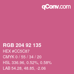 颜色代码: RGB 204 92 135 | qconv.com