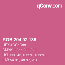 颜色代码: RGB 204 92 136 | qconv.com