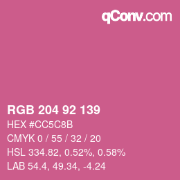 カラーコード: RGB 204 92 139 | qconv.com