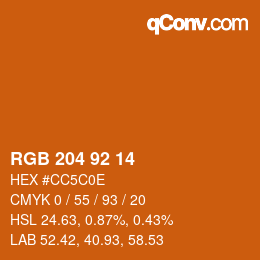 カラーコード: RGB 204 92 14 | qconv.com