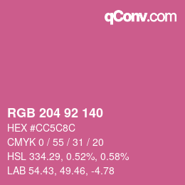 颜色代码: RGB 204 92 140 | qconv.com