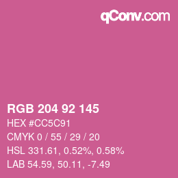 颜色代码: RGB 204 92 145 | qconv.com