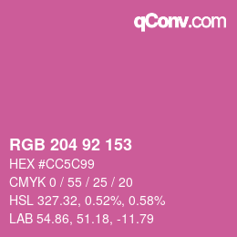 颜色代码: RGB 204 92 153 | qconv.com