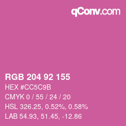 颜色代码: RGB 204 92 155 | qconv.com