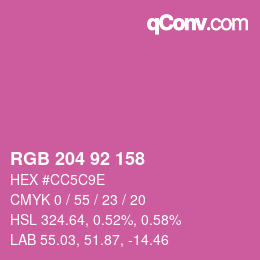 颜色代码: RGB 204 92 158 | qconv.com