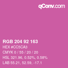 颜色代码: RGB 204 92 163 | qconv.com