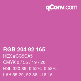 颜色代码: RGB 204 92 165 | qconv.com