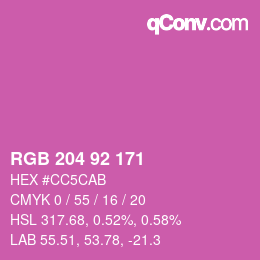 颜色代码: RGB 204 92 171 | qconv.com
