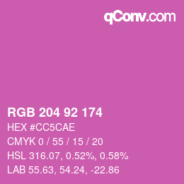 颜色代码: RGB 204 92 174 | qconv.com