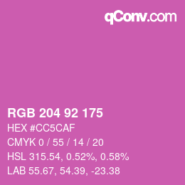 颜色代码: RGB 204 92 175 | qconv.com