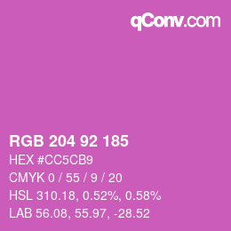 颜色代码: RGB 204 92 185 | qconv.com