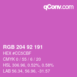 颜色代码: RGB 204 92 191 | qconv.com
