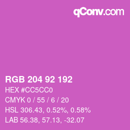 颜色代码: RGB 204 92 192 | qconv.com