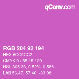 颜色代码: RGB 204 92 194 | qconv.com