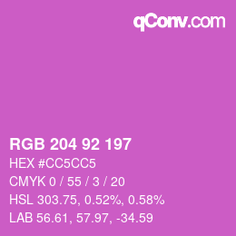 颜色代码: RGB 204 92 197 | qconv.com