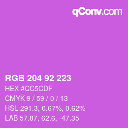 カラーコード: RGB 204 92 223 | qconv.com