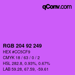 Color code: RGB 204 92 249 | qconv.com