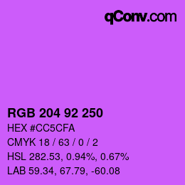 颜色代码: RGB 204 92 250 | qconv.com