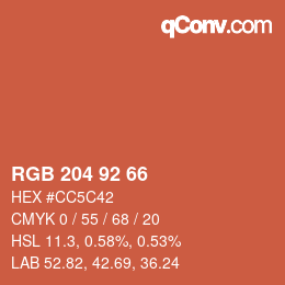 Farbcode: RGB 204 92 66 | qconv.com