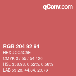 颜色代码: RGB 204 92 94 | qconv.com