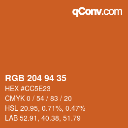 カラーコード: RGB 204 94 35 | qconv.com