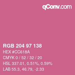 Color code: RGB 204 97 138 | qconv.com