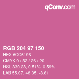 Color code: RGB 204 97 150 | qconv.com