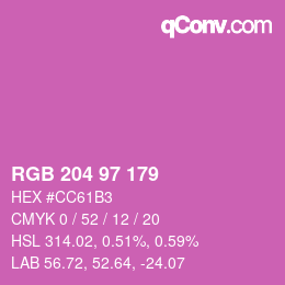 Color code: RGB 204 97 179 | qconv.com