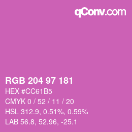 Code couleur: RGB 204 97 181 | qconv.com