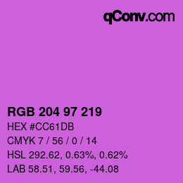 Color code: RGB 204 97 219 | qconv.com