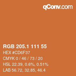 カラーコード: RGB 205.1 111 55 | qconv.com