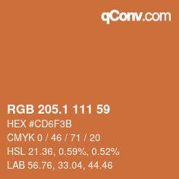 カラーコード: RGB 205.1 111 59 | qconv.com