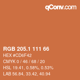 カラーコード: RGB 205.1 111 66 | qconv.com