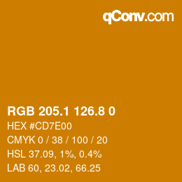 Color code: RGB 205.1 126.8 0 | qconv.com