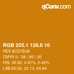 カラーコード: RGB 205.1 126.8 10 | qconv.com