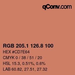 Color code: RGB 205.1 126.8 100 | qconv.com